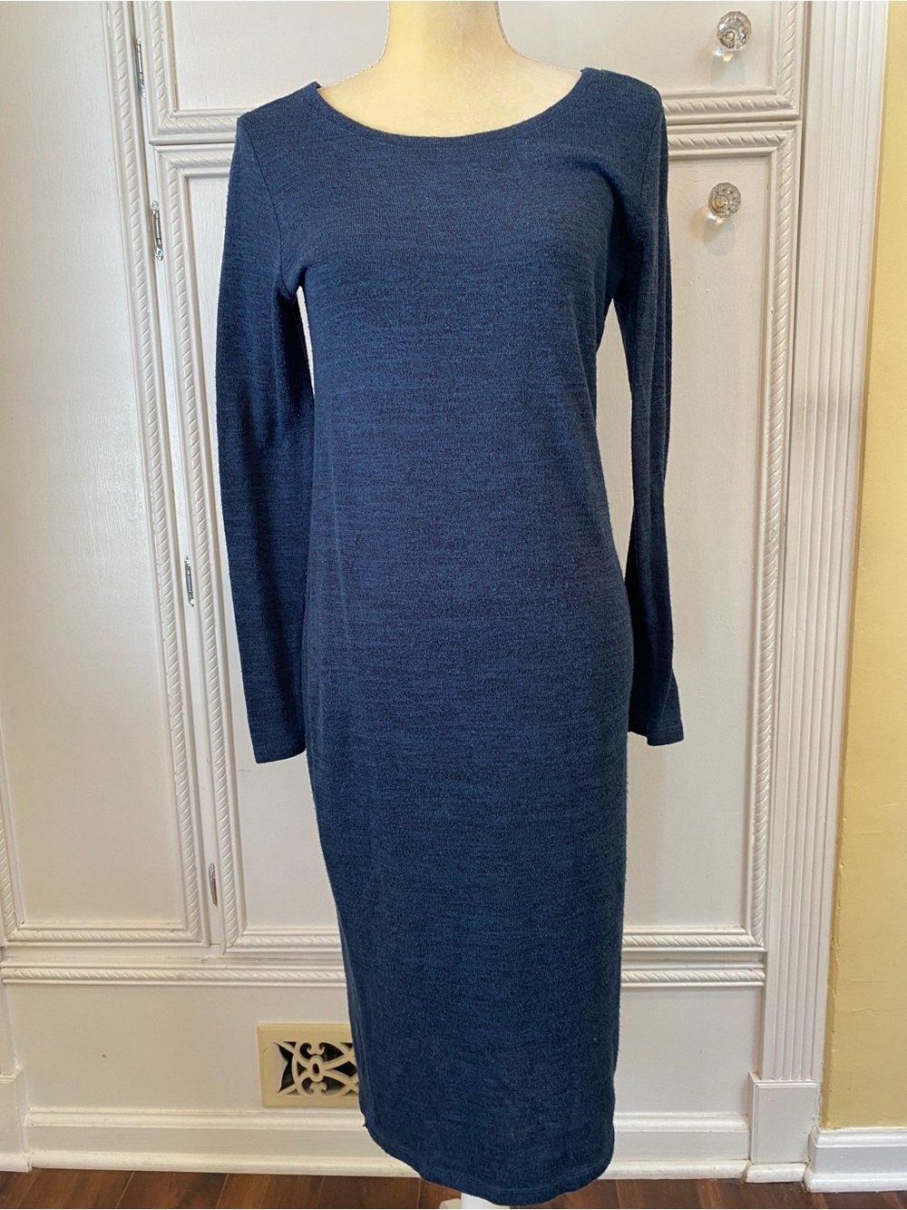 Old Navy Deep Blue Long-Sleeve Knit Midi Dress
